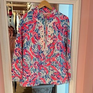 Lilly Pulitzer skipper tunic popover in cosmic coral blue - sz sm